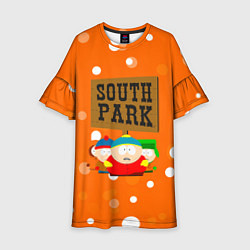 Платье клеш для девочки Южный Парк на фоне кружков, цвет: 3D-принт