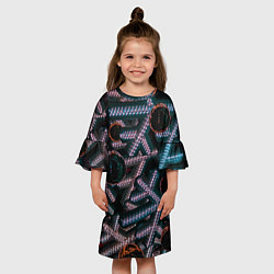 Платье клеш для девочки Абстрактные металлические фигуры - Сиреневый, цвет: 3D-принт — фото 2