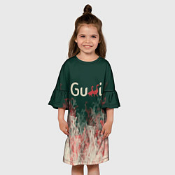 Платье клеш для девочки Gucci - огонь, цвет: 3D-принт — фото 2