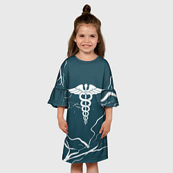 Платье клеш для девочки Кадуцей - Эмблема, цвет: 3D-принт — фото 2