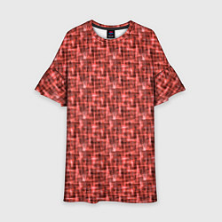 Платье клеш для девочки Оранжевые, коричневые акварельные пятна, цвет: 3D-принт