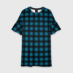 Платье клеш для девочки Black and blue plaid, цвет: 3D-принт