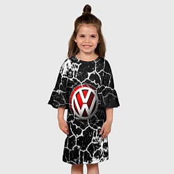 Платье клеш для девочки Volkswagen Трещины, цвет: 3D-принт — фото 2