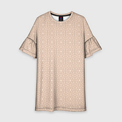 Платье клеш для девочки Бежевый монохромный орнамент, цвет: 3D-принт
