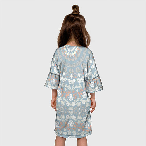 Детское платье Коралловый и серо-голубой, мандала / 3D-принт – фото 4