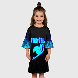 Платье клеш для девочки Хвост феи - синяя текстура, цвет: 3D-принт — фото 2