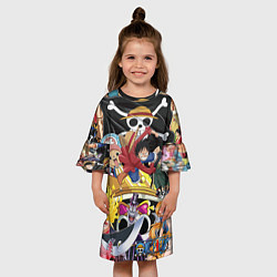 Платье клеш для девочки One Pieceгерои, цвет: 3D-принт — фото 2