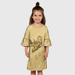 Платье клеш для девочки Великий джазмен - Луис Армстронг, цвет: 3D-принт — фото 2