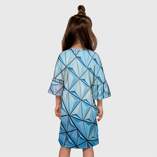 Детское платье Абстрактная киберпанк броня - Голубой / 3D-принт – фото 4