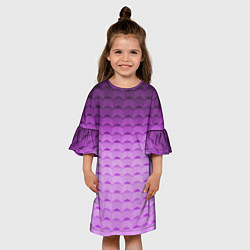 Платье клеш для девочки Фиолетово-розовый геометрический узор Градиент, цвет: 3D-принт — фото 2
