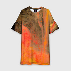Платье клеш для девочки Абстрактное множество красок - Оранжевый, цвет: 3D-принт