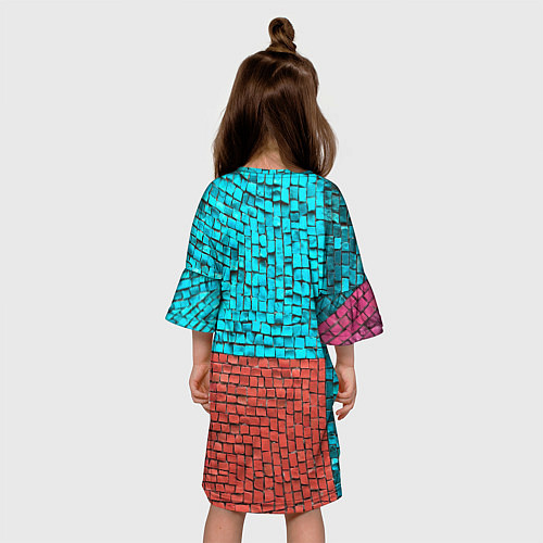 Детское платье Каменно-кирпичная броня - Оранжевый / 3D-принт – фото 4