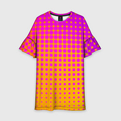 Платье клеш для девочки Желто-розовый градиент, цвет: 3D-принт