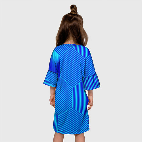 Детское платье Blue geometry линии / 3D-принт – фото 4