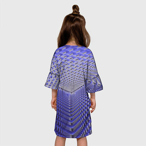 Детское платье Неоновые кубы - оптическая иллюзия / 3D-принт – фото 4