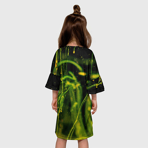 Детское платье Абстрактные мазки красок - Жёлтый / 3D-принт – фото 4