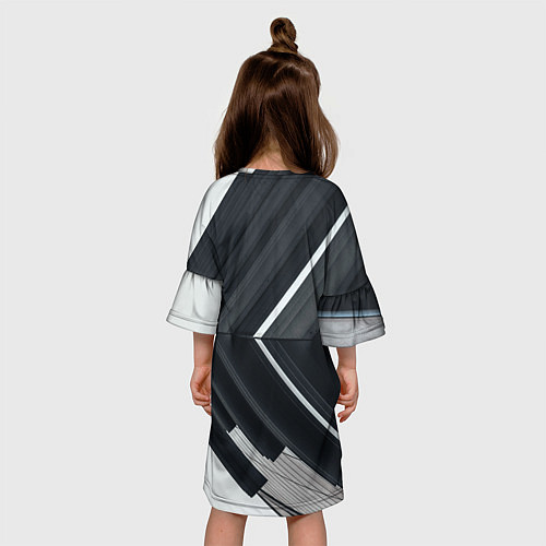 Детское платье Абстрактные геометрические линии - Белый / 3D-принт – фото 4