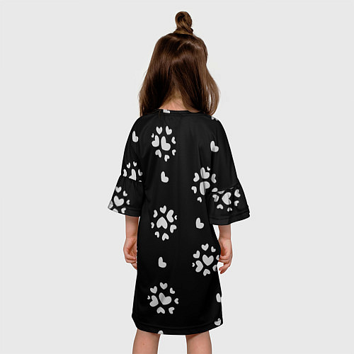 Детское платье Серые сердца на черном фоне / 3D-принт – фото 4