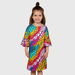Платье клеш для девочки Абстракция - радужное настроение, цвет: 3D-принт — фото 2