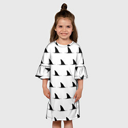 Платье клеш для девочки Плавники акул - паттерн, цвет: 3D-принт — фото 2