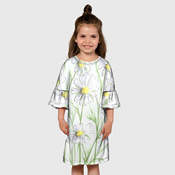 Платье клеш для девочки Скетч Ромашки, цвет: 3D-принт — фото 2