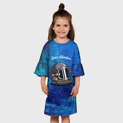 Платье клеш для девочки Скафандр космонавта на звездном фоне, цвет: 3D-принт — фото 2
