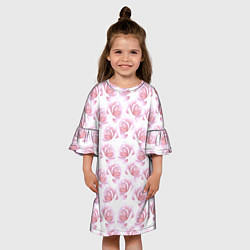 Платье клеш для девочки Нежные розы - паттерн, цвет: 3D-принт — фото 2