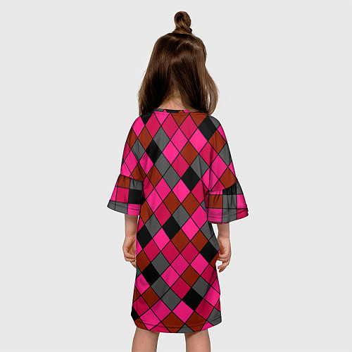 Детское платье Розово-красный геометрический узор / 3D-принт – фото 4
