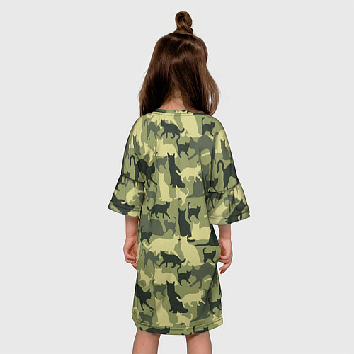 Детское платье Кошачий камуфляж в зеленой гамме / 3D-принт – фото 4