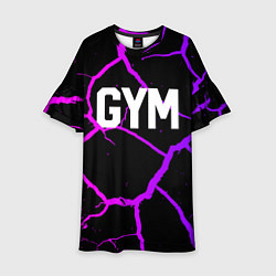 Платье клеш для девочки Gym - Трещины неоновые, цвет: 3D-принт