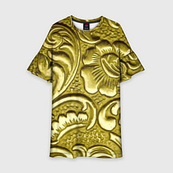 Платье клеш для девочки Золотой орнамент - чеканка, цвет: 3D-принт