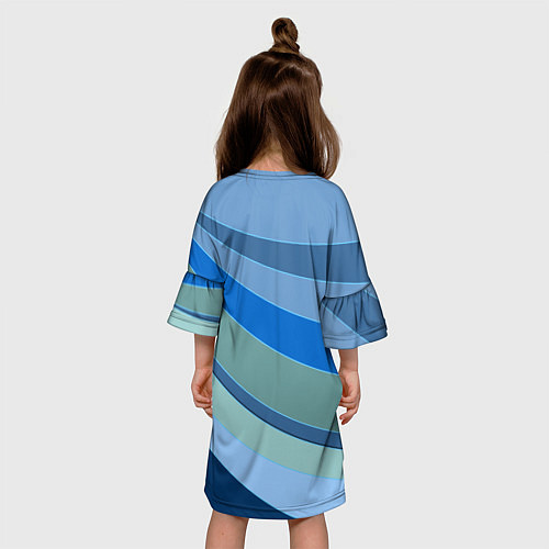 Детское платье Сине-зеленые линии / 3D-принт – фото 4