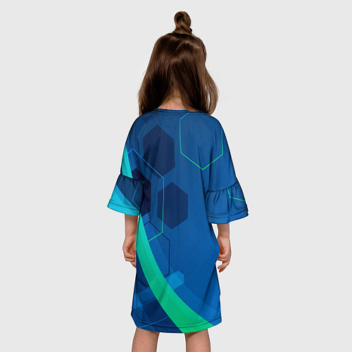 Детское платье Ливерпуль Синяя абстракция / 3D-принт – фото 4