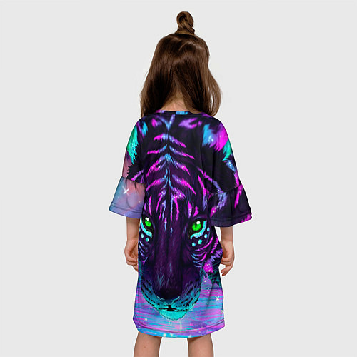 Детское платье Светящийся неоновый тигр / 3D-принт – фото 4