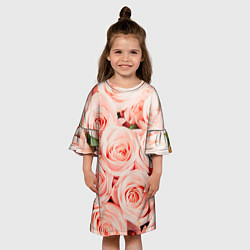 Платье клеш для девочки Нежно - розовые Розы, цвет: 3D-принт — фото 2