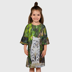 Платье клеш для девочки Молодой барс и первые снежинки, цвет: 3D-принт — фото 2