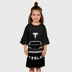 Платье клеш для девочки Tesla white light, цвет: 3D-принт — фото 2