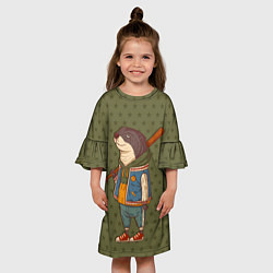 Платье клеш для девочки Пацанчик с битой, цвет: 3D-принт — фото 2
