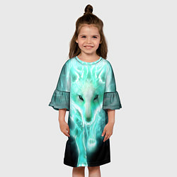 Платье клеш для девочки Волк из света, цвет: 3D-принт — фото 2