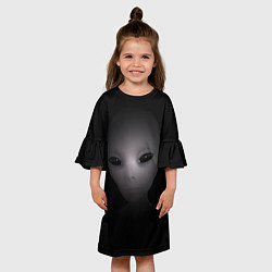 Платье клеш для девочки Взгляд пришельца, цвет: 3D-принт — фото 2