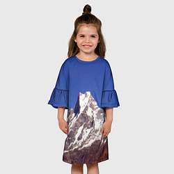 Платье клеш для девочки Мачапучаре, священная гора - дом бога Шивы, закрыт, цвет: 3D-принт — фото 2