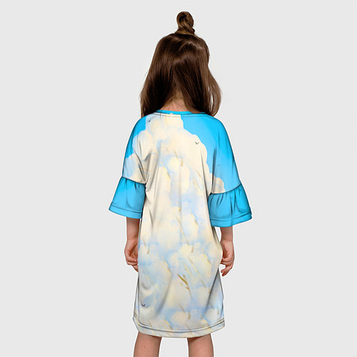 Детское платье Девушка самурай и облака / 3D-принт – фото 4