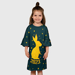Платье клеш для девочки Год кролика - 2023, цвет: 3D-принт — фото 2