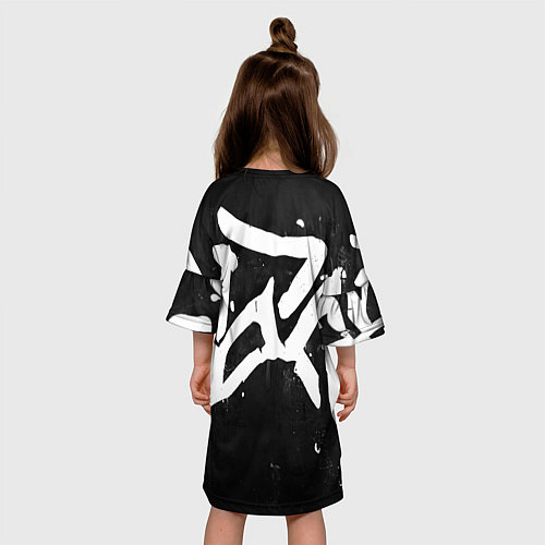 Детское платье Иероглифы в стиле граффити / 3D-принт – фото 4