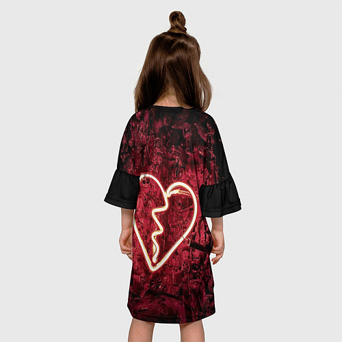 Детское платье Абстрактное неоновое сердце в механической тьме / 3D-принт – фото 4