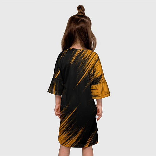 Детское платье Порше - Оранжевые потертости / 3D-принт – фото 4