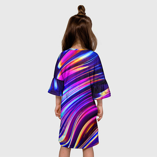 Детское платье Скейтбордист Барт Симпсон на фоне разноцветных кля / 3D-принт – фото 4