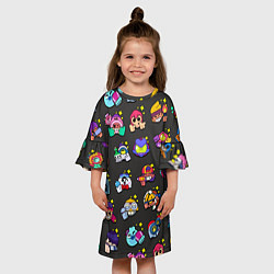 Платье клеш для девочки Особые значки пины Бравл Старс редкие, цвет: 3D-принт — фото 2