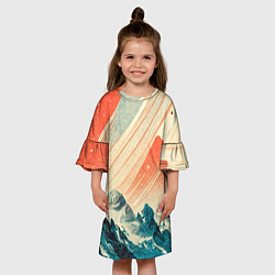 Платье клеш для девочки Иллюстрация ретро пейзаж, цвет: 3D-принт — фото 2