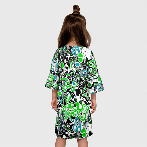 Детское платье Зелено-голубой абстрактный узор / 3D-принт – фото 4
